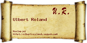 Ulbert Roland névjegykártya